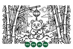 Hand Drawn Panda And Bamboo Vector Illustration Product Image 1