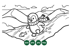 Cute Penguin Sliding Winter Vector Illustration Product Image 1