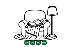 Minimalist Cozy Reading Corner Vector Illustration Product Image 1
