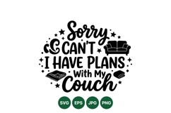 Funny Sorry I Have Plans With Couch Typography Design Product Image 1