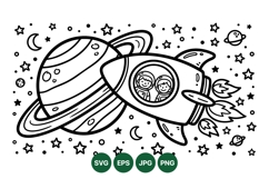 Hand Drawn Cute Space Rocket Illustration Product Image 1