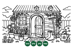 Hand Drawn Garden Shed Floral Clipart Design Product Image 1