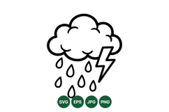 Simple Weather Icon Design With Rain And Lightning Product Image 1