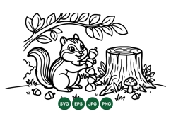 Hand Drawn Woodland Chipmunk Clipart Illustration Product Image 1