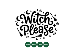 Funny Witch Please Halloween Clipart Design Product Image 1