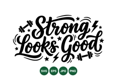 Strong Motivational Typography Fitness Clipart Product Image 1