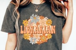 Librarian Png Retro Groovy Floral Librarian Sublimation Product Image 5