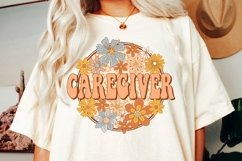 Caregiver Png Retro Groovy Floral Caregiver Sublimation Product Image 5