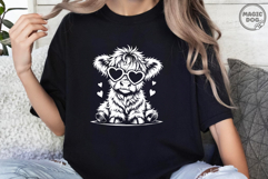 Baby Highland Cow with Sunglasses| Western Farm Animal SVG Product Image 2