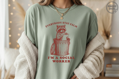 Everybody Stay Calm I’m a Social Worker, Retro Raccoon Meme Product Image 5