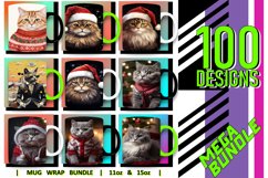 100 Cat Mug Wrao Bundle Sublimation PNG, 11oz 15 oz, Kitty Product Image 15