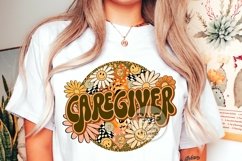 Caregiver Png Retro Groovy Floral Leopard Sublimation Design Product Image 5