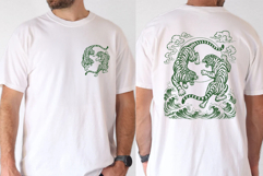 Vintage Tattoo Fighting Tigers, Retro Asian Tattoo Style SVG Product Image 3