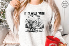 Christian Highland Cow Cross Mountain| Faith Scripture PNG Product Image 5