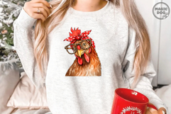 Watercolor Chicken with Bandana and Glasses|Farm Animal PNG Product Image 3