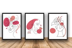Set of Three Abstract Face Digital Print Frame not included Product Image 1