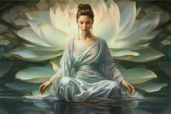 Serene lotus woman in tranquil water setting Product Image 1