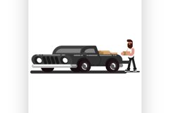 Man loads boxes into the pick up truck Product Image 1
