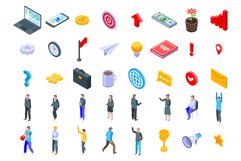 Entrepreneur icons set, isometric style Product Image 1