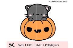 Cute Pumpkin Cats SVG Bundle | Kawaii Halloween Cat Clipart Product Image 6