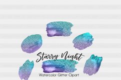 Brush Strokes-Watercolor clipart-Watercolor splashes-Ink splatter clipart-Planner clipart-commercial use-Blue Glitter-Purple-Glitter Clipart Product Image 3