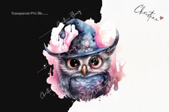 Pastel Owl Clipart | Watercolor Halloween PNG Product Image 2