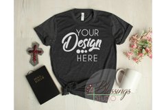 Heather Dark Gray TShirt Christian Faith Flat Lay Bible Product Image 1