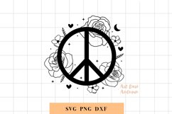 Peace sign with flowers and stars| Svg, Dxf and Png files Product Image 1