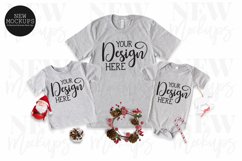 Christmas Mommy &amp; Me Athletic Heather Shirt Mockup, flat lay Product Image 1