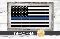 Thin Blue Line US Flag - Police Officer SVG PNG DXF Cut File Product Image 1
