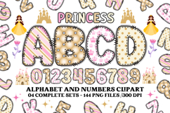 Princess Alphabet png clipart, princess letters doodle Product Image 1
