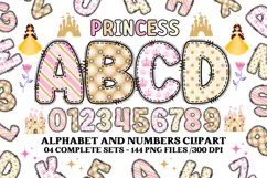 Princess Alphabet png clipart, princess letters doodle Product Image 1