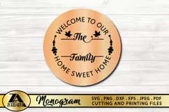 Family Monogram SVG PNG EPS DXF Farmhouse Monogram Wreath Product Image 3