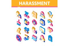 Sexual Harassment Isometric Icons Set Vector Product Image 1