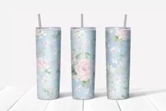 Delicate Flowers sublimation design. Skinny tumbler wrap Product Image 2