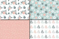 Pastel flowers seamless pattern / Peach blue green floral digital paper / Floral scrapbook papers Product Image 3