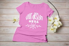 Womens T-shirt mockup with yellow orchid. Product Image 14
