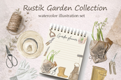 Watercolor Garden Tools Clipart Set, Garden Clothing Product Image 6