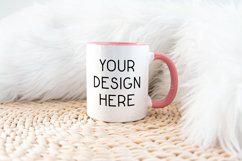 Mug Mockup 11 Oz White Coffee Cup Pink Handle Mock up Product Image 1