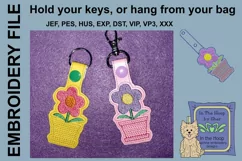 ITH Potted Flower Vinyl Key Fob or Bag Tag - Snap Tab Product Image 1