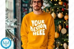 Yellow men Sweatshirt empty space Mockup, christmas Gildan Product Image 1