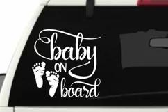 Baby on board baby footprints svg cut file, car window decal Product Image 3