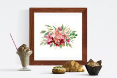 Burgundy and gold bouquets - watercolor clipart,arrangements Product Image 7