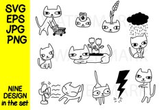 Kitty Cute in various action- SVG-EPS-JPG-PNG Product Image 1