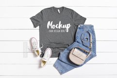 Basic Day Bella Canvas 3001 Deep Heather T-shirt Mockup Product Image 1