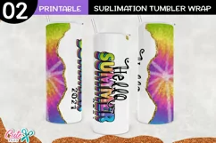 Summer Tie-Dye 20 Oz. Skinny Tumbler sublimation PNG Product Image 1
