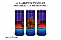 Serape Sunflower 20oz Skinny Tumbler Design Sublimation PNG Product Image 3