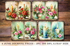 Junk Journal Pages - floral candle Product Image 1