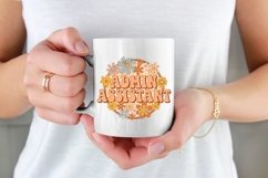 Retro Groovy Floral Admin Assistant Png Sublimation Design Product Image 5