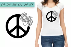 Sunflower Peace Sign SVG, Hippie SVG, Sunflower SVG Product Image 2